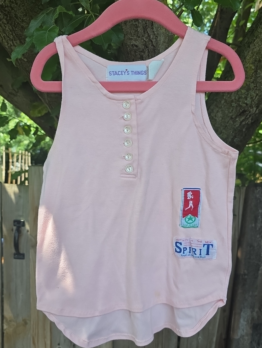 Stacey's Things Girls' Pale Pink Button-Front Tank Top